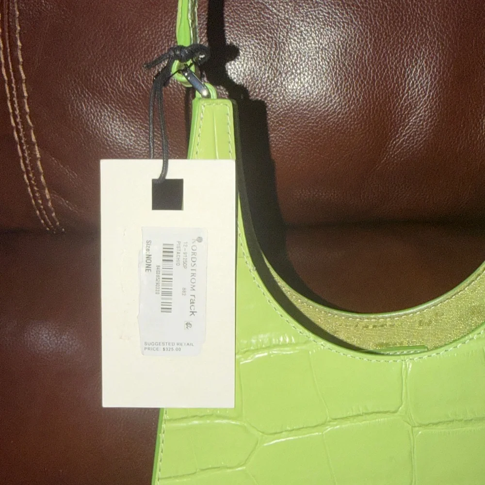 🔥🔥🔥NEW Staud Rey Green Croc Embossed Leather Shoulder Bag - Picture 11 of 14